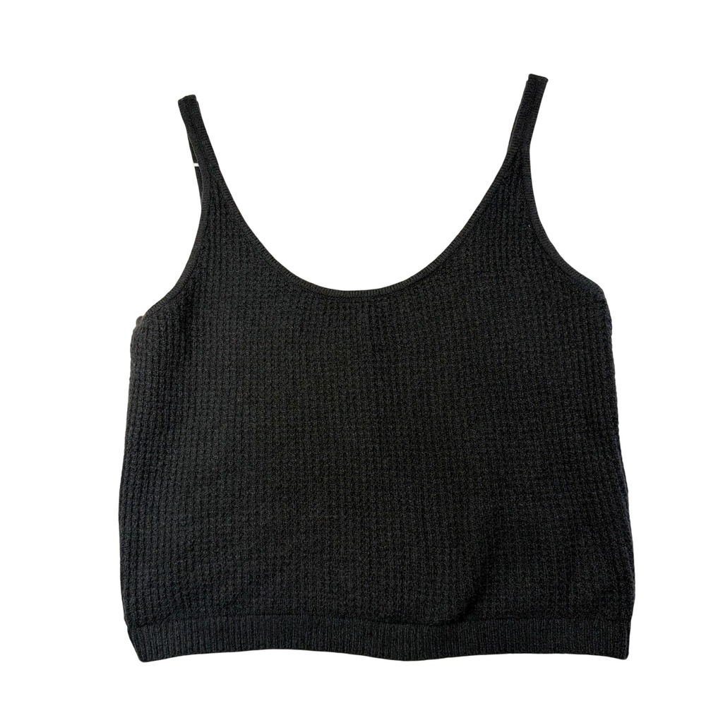 Old Navy Womens Black Knit Waffle Camisole Scoop Neck Tank Top M
